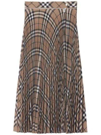 BURBERRY WOMEN'S PLEATED CHECK SKIRT | SIZE 10 | 8093011