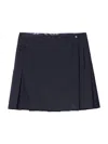 Burberry Women Pleated Stretch Nylon Mini Skirt Navy