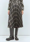Burberry Women Long Multicolor Pleated Skirt With Check Motif In Wool Blend Woman In Gray