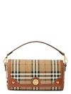 Burberry Canvas And Leather Note Handbag With Check Pattern