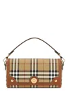 Burberry Canvas And Leather Note Handbag With Check Pattern In Brown