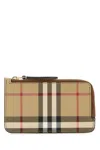 Burberry Mini Leather Wallet With Iconic Check Pattern And Zip Closure