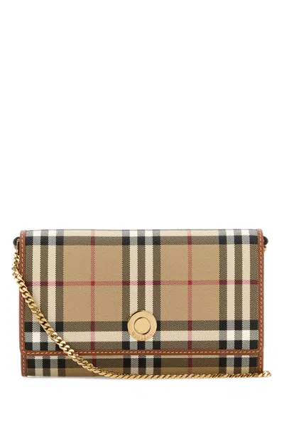 Burberry Women Printed Canvas Check Wallet In Brown