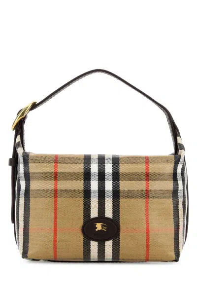 Burberry Women Printed Canvas Highlands Handbag In Brown