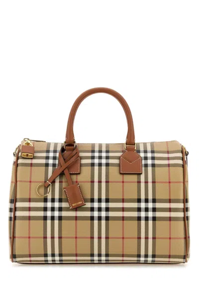 Burberry Women Printed Canvas Medium Check Handbag