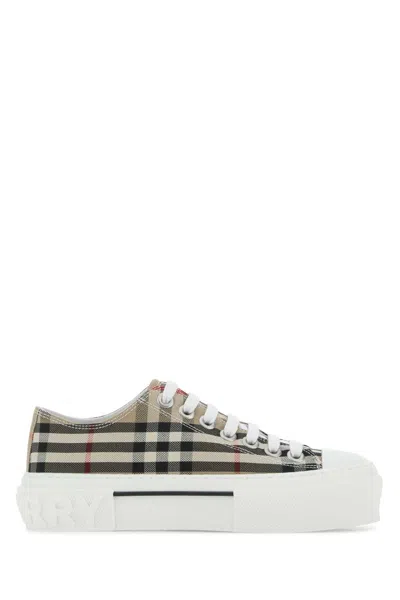 Burberry Lace-up Sneakers With Rounded Toe For Women In Multi