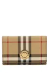 Burberry Canvas Wallet With Checkered Pattern And Fold-over Top In Brown