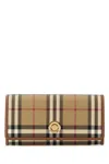Burberry Check Pattern Canvas Wallet With Gold-tone Hardware In Yellow