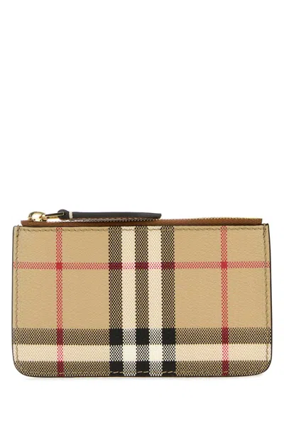 Burberry Women Printed E-canvas Card Holder In Multicolour