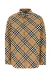 Burberry Women Beige Shirt With Classic Collar And All-over Check Motif In Cotton Woman In Brown
