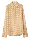Burberry B-closure Print Silk Poplin Shirt In Golden
