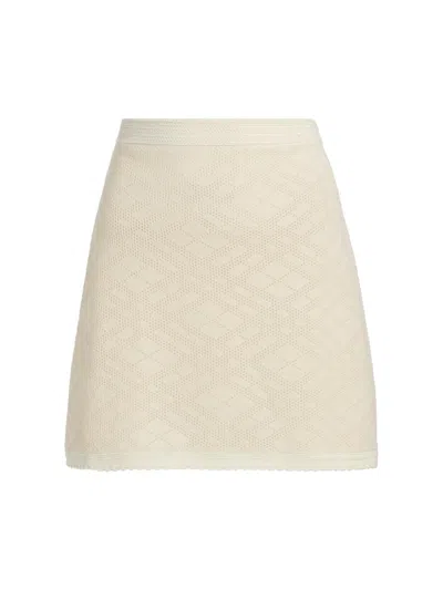 Burberry Women's Prue Check Wool Knit Skirt In White