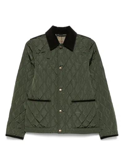 Burberry Women's Quilted Blazer Corduroy Collar In Green