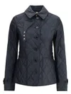 Burberry Quilted Nylon Jacket With Check Lining In Blue
