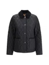 Burberry Oldham Black Quilted Jacket With Corduroy Collar In Tech Fabric Woman In Black