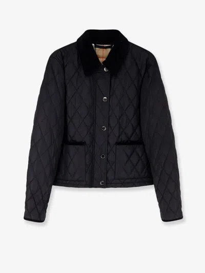 Burberry Women Nylon Jacket With Stitching In Black