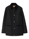 Burberry Oldham Black Quilted Jacket With Corduroy Collar In Tech Fabric Woman In Black