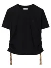Burberry Black T Shirt With Check Pattern Detail In Black