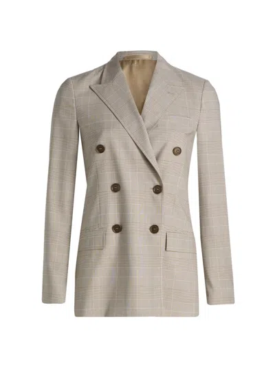 Burberry Women's Reva Check Wool Tailored Jacket In Gray