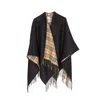 Burberry Women Reversible Check Wool Cape In Black