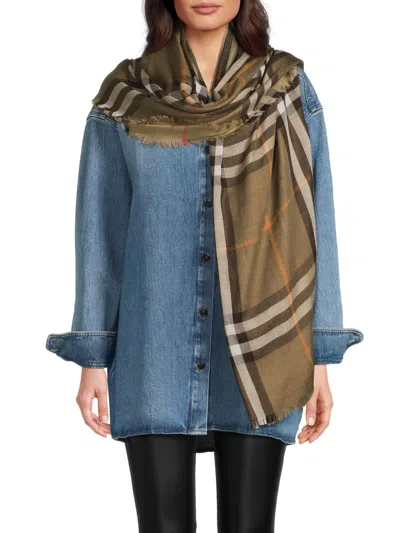 Burberry Women's Reversible Check Wool-silk Scarf In Brown