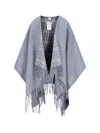 Burberry Reversible Merino Wool Cape In Gray