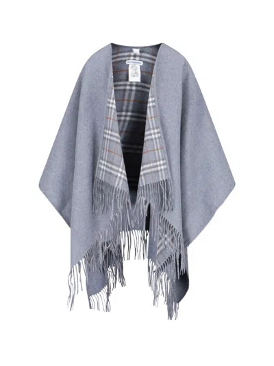 Burberry Reversible Merino Wool Cape In Gray