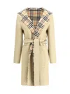 Burberry Checked-detail Wrap Coat In Neutral