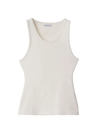 Burberry Ekd-patch Ribbed Tank Top In White