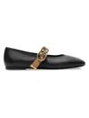 Burberry Robin Check-strap Leather Ballerina Flats In Black