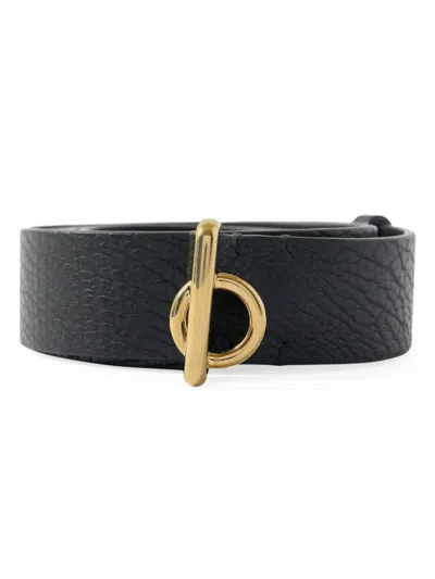 Burberry Women's Rocking Horse Leather Belt In Black