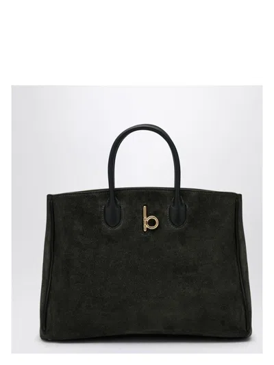 Burberry Women's Rocking Horse Medium Dark Green Suede Tote