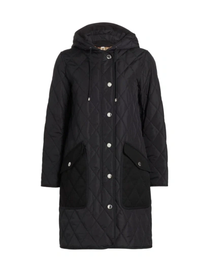 Burberry Women's Roxby Quilted Hooded Coat In Black