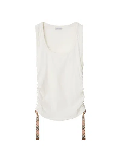 Burberry Tie-detail Ribbed Tank Top In White
