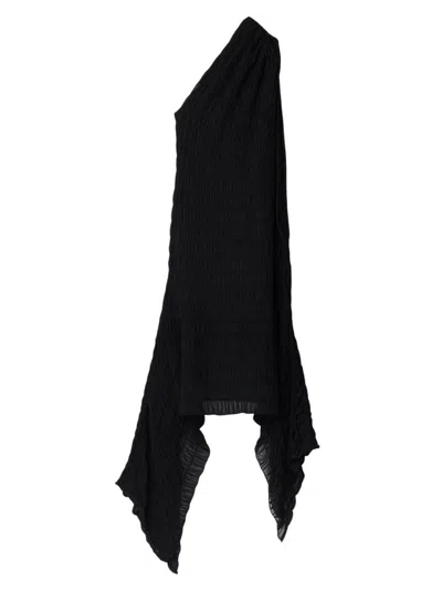 Burberry Shirred One-shoulder Dress In Black