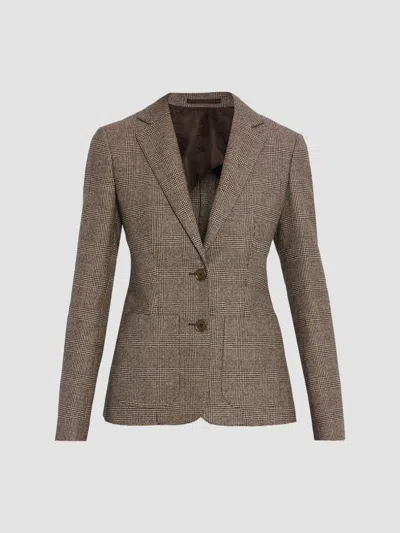 Burberry Prince Of Wales Check Wool-linen Single-breasted Jacket In Multi