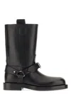 Burberry Knee-high Saddle Boots With Buckle Detail In Black