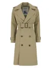 Burberry Women Sage Green Gabardine Trench Coat