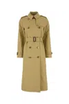Burberry Women Sage Green Gabardine Waterloo Trench Coat In Green