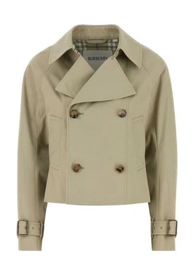 BURBERRY WOMEN'S SAGE POLYESTER BLEND TRENCH COAT