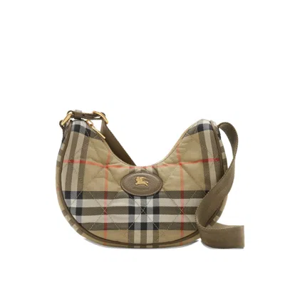Burberry Women Sand Beige Top Zip Fastening Adjustable Shoulder Strap Signature Equestrian Knight In White