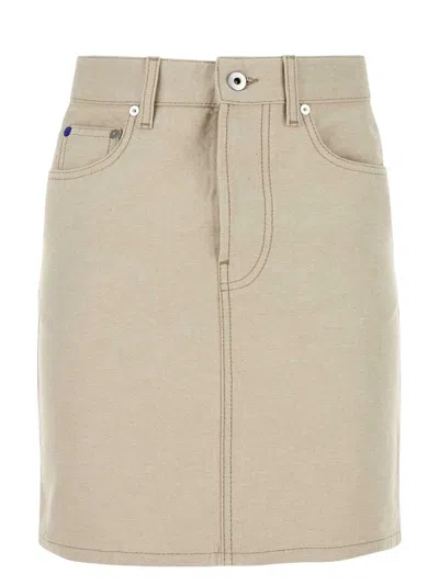 BURBERRY WOMEN'S SAND DENIM MINI SKIRT