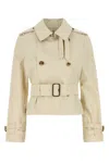 Burberry Belted Trench With Double-breasted Design And Epaulettes In Neutral
