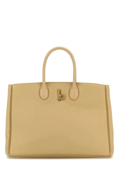 Burberry Women Sand Leather Medium Rocking Horse Handbag In Brown