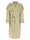 Burberry Sand Silk Trench Coat In Nude