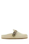 Burberry Women Sand Suede Slippers In Burgundy