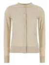 Burberry Sand Wool Cardigan With Ribbed Cuffs And Hem