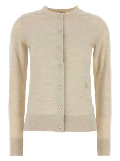 BURBERRY WOMEN'S SAND WOOL CARDIGAN