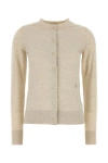 Burberry Sand Wool Cardigan With Ribbed Cuffs And Hem In Brown
