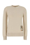 Burberry Check Label Wool Sweater In Brown